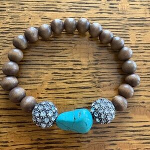 Stella & Dot Turquoise and Brown Beaded Bracelet